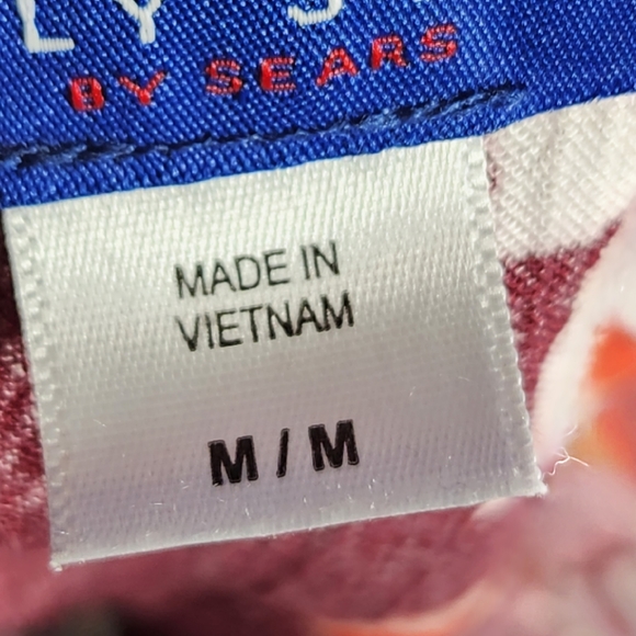 Simply Styled Wine Color Floral Print Surplice Neck Long Sleeve Top Size Medium - Picture 9 of 11